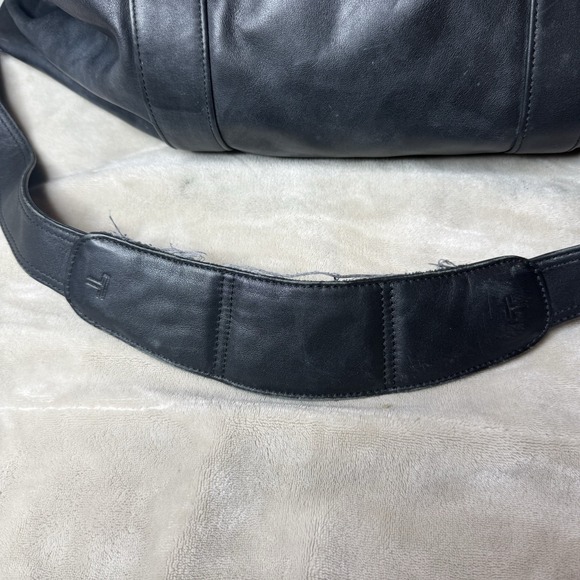 TUMI 22"x10"x17" Black LEATHER Weekender Duffel DUFFLE BAG Travel 92153D4 *Read* - Picture 13 of 13